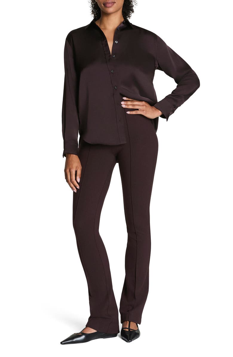 SPANX<sup>®</sup> Better Than Silk Button-Down Shirt, Alternate, color, Truffle Brown