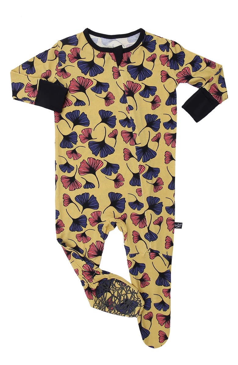 Peregrine Kidswear Ginkgo Leaf Fitted One-Piece Pajamas, Main, color,