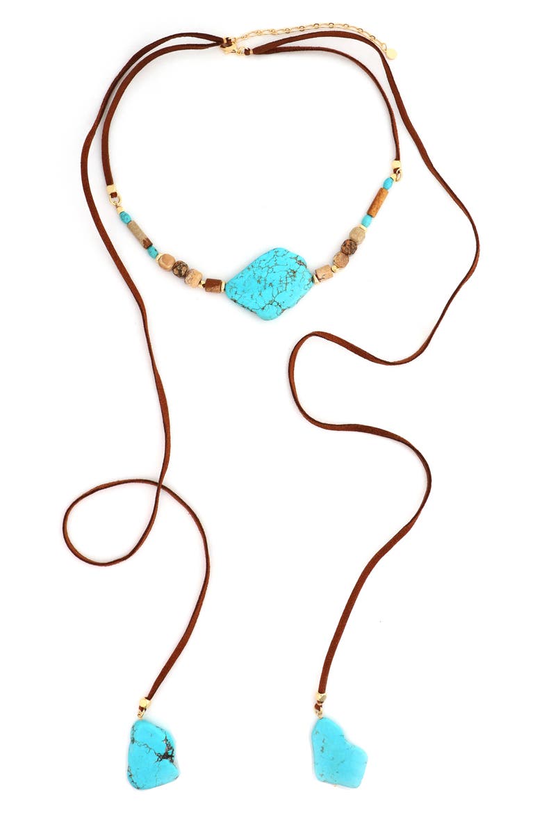 Suede & Turquoise Necklace, Main, color, TURQUOISE