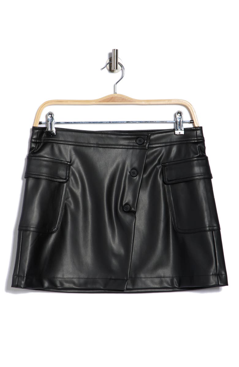 Steve Madden Faux Leather Miniskirt, Alternate, color, Black