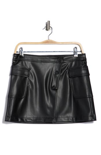 Steve Madden Faux Leather Miniskirt In Black