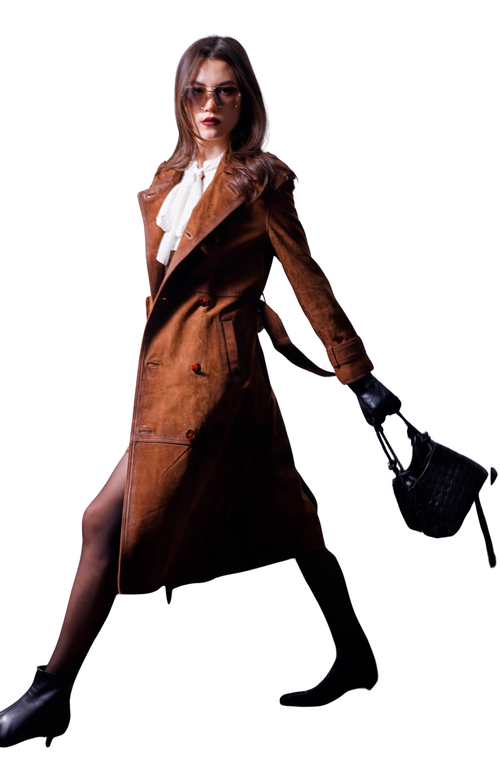 Walter Baker Brown Jerome Leather Trench Coat In Brown