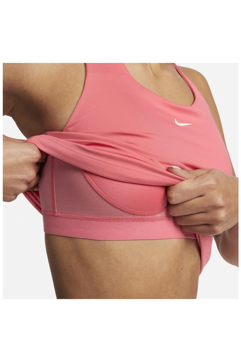 Dri-FIT Swoosh Bra Racerback Tank, Alternate, color, SEA CORAL/ SEA CORAL/ WHITE