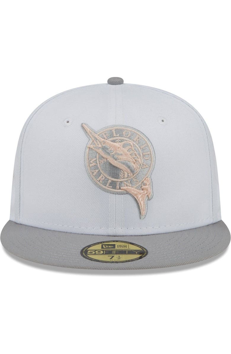 New Era Men's New Era White/Gray Florida Marlins 1997 World Series Cooperstown Collection Side Patch Undervisor 59FIFTY Fitted Hat, Alternate, color, 