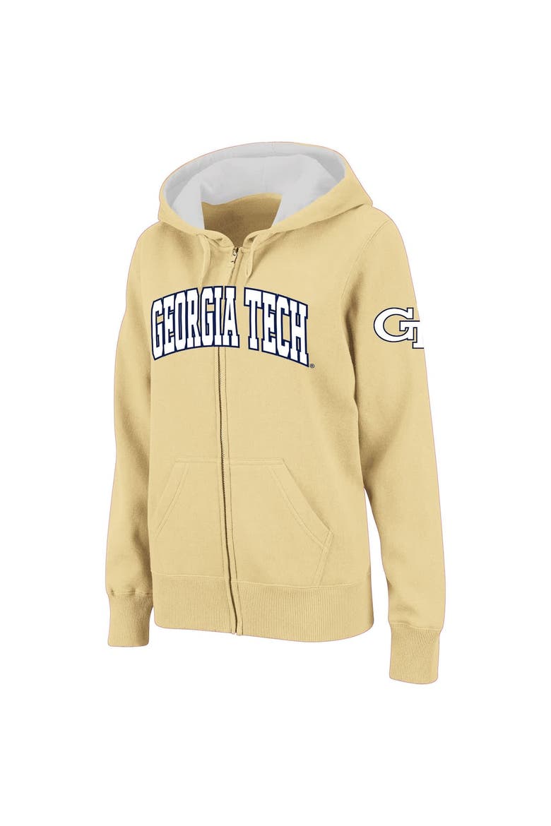 Women's Stadium Athletic Gold Georgia Tech Yellow Jackets Arched Name Full-Zip Hoodie, Alternate, color, Vegas Gold