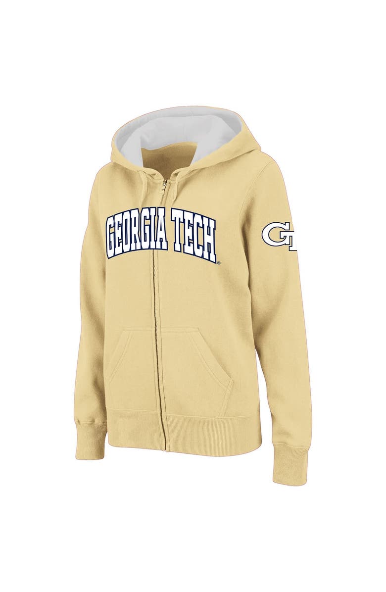 COLOSSEUM Women's Stadium Athletic Gold Georgia Tech Yellow Jackets Arched Name Full-Zip Hoodie, Alternate, color, 