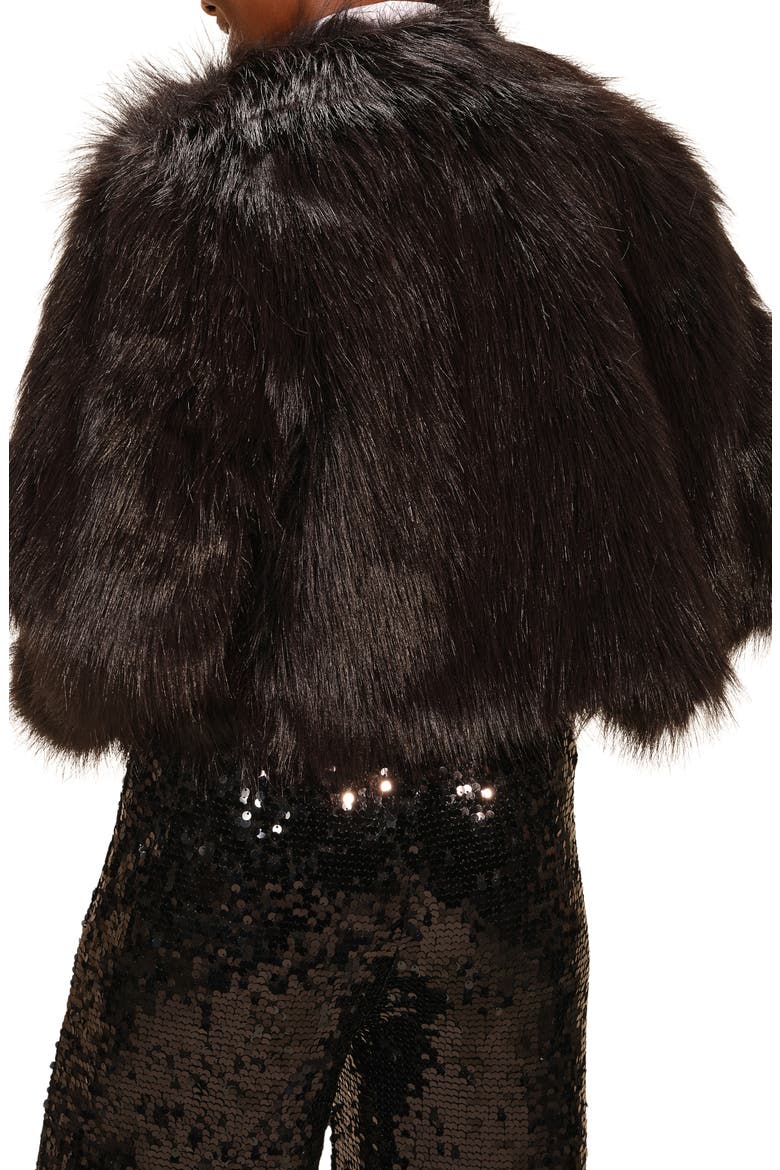 Crop Faux Fur Coat, Alternate, color, BLACK
