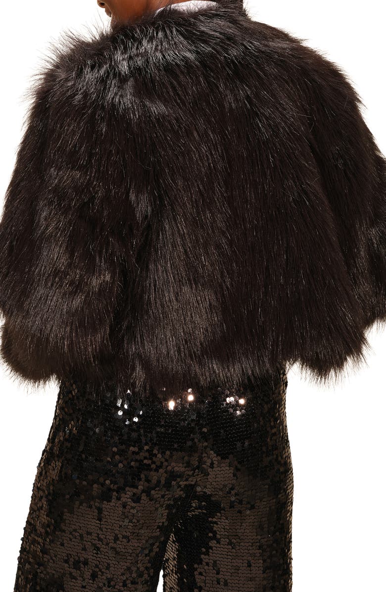 Isaac Mizrahi New York Crop Faux Fur Coat, Alternate, color, Black