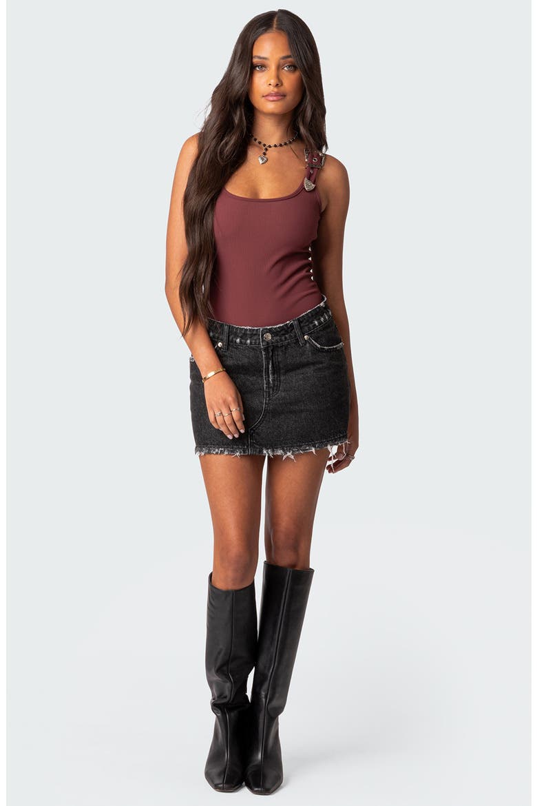 Laney Rib Buckle Strap Bodysuit, Alternate, color, BORDU