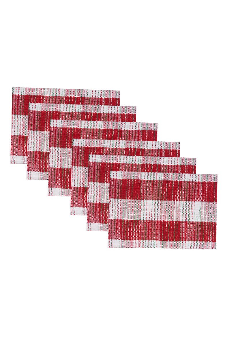 C&F Home Christmas Woven Mélange Placemat Set of 6, 14" x 20", Main, color, Red