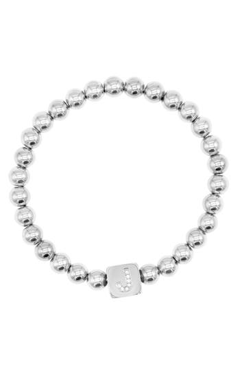 Adornia Crystal Initial Stretch Bracelet In Silver-j