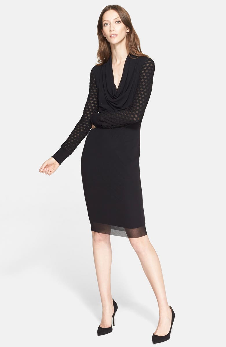 Fuzzi Jean Paul Gaultier Cowl Neck Long Sleeve Tulle Dress, Alternate, color,