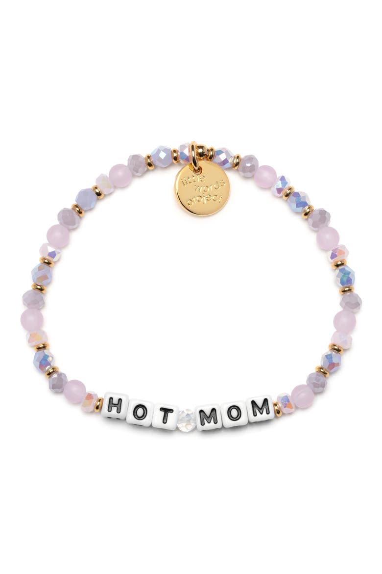 Hot Mom Beaded Stretch Bracelet, Main, color, WHITE