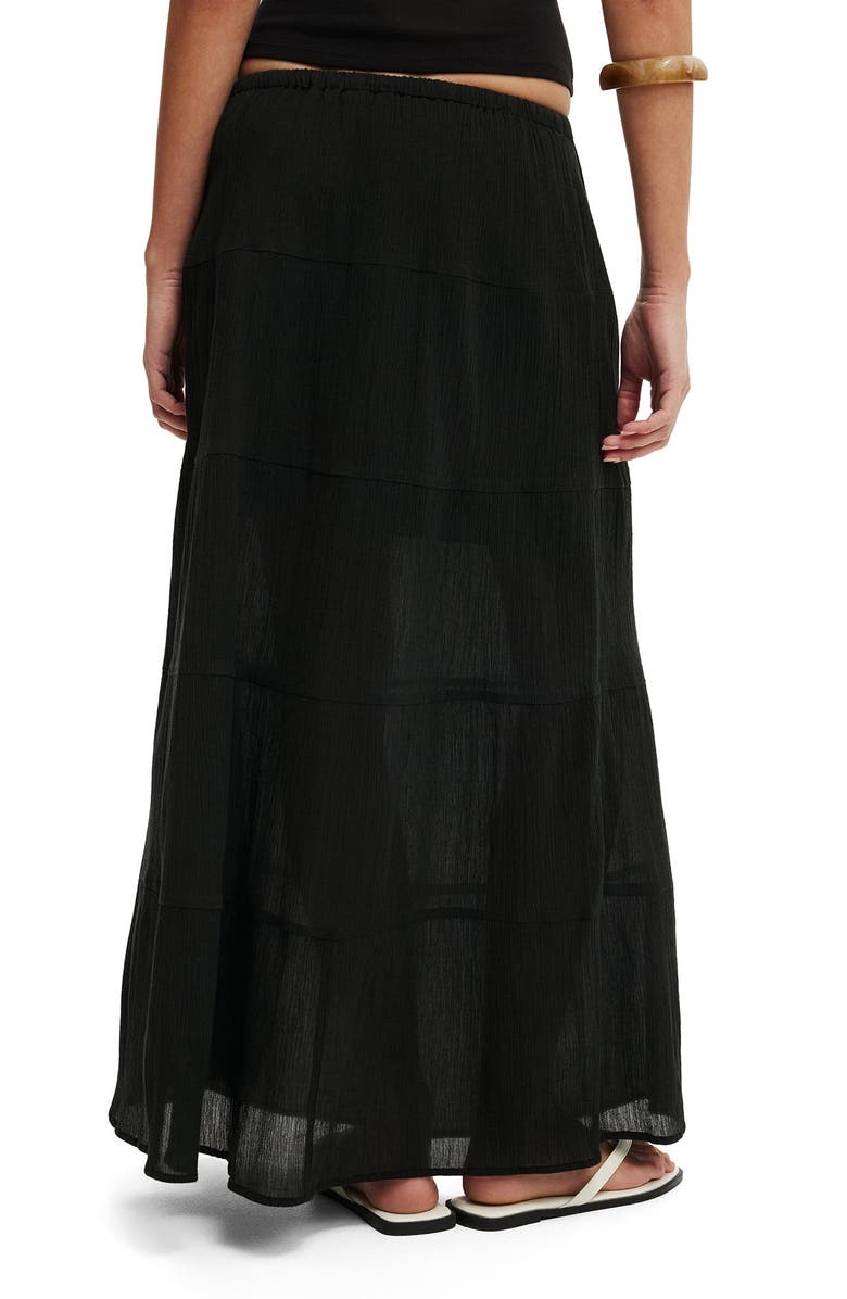 Cotton On Women's Haven Multi Tiered Maxi Skirt, Alternate, color, Black Texture
