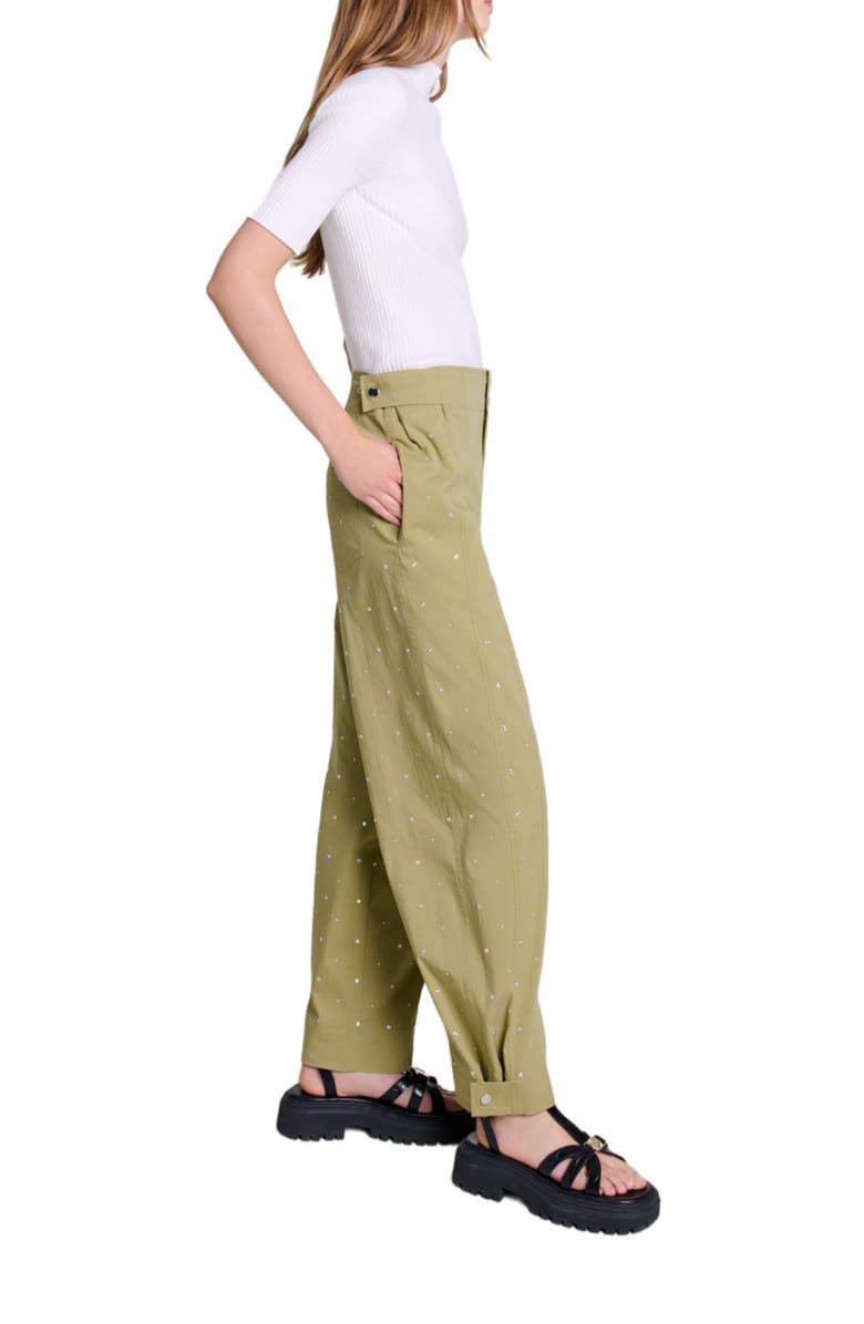 maje Cotton and silk ribbed top, Alternate, color, Ecru