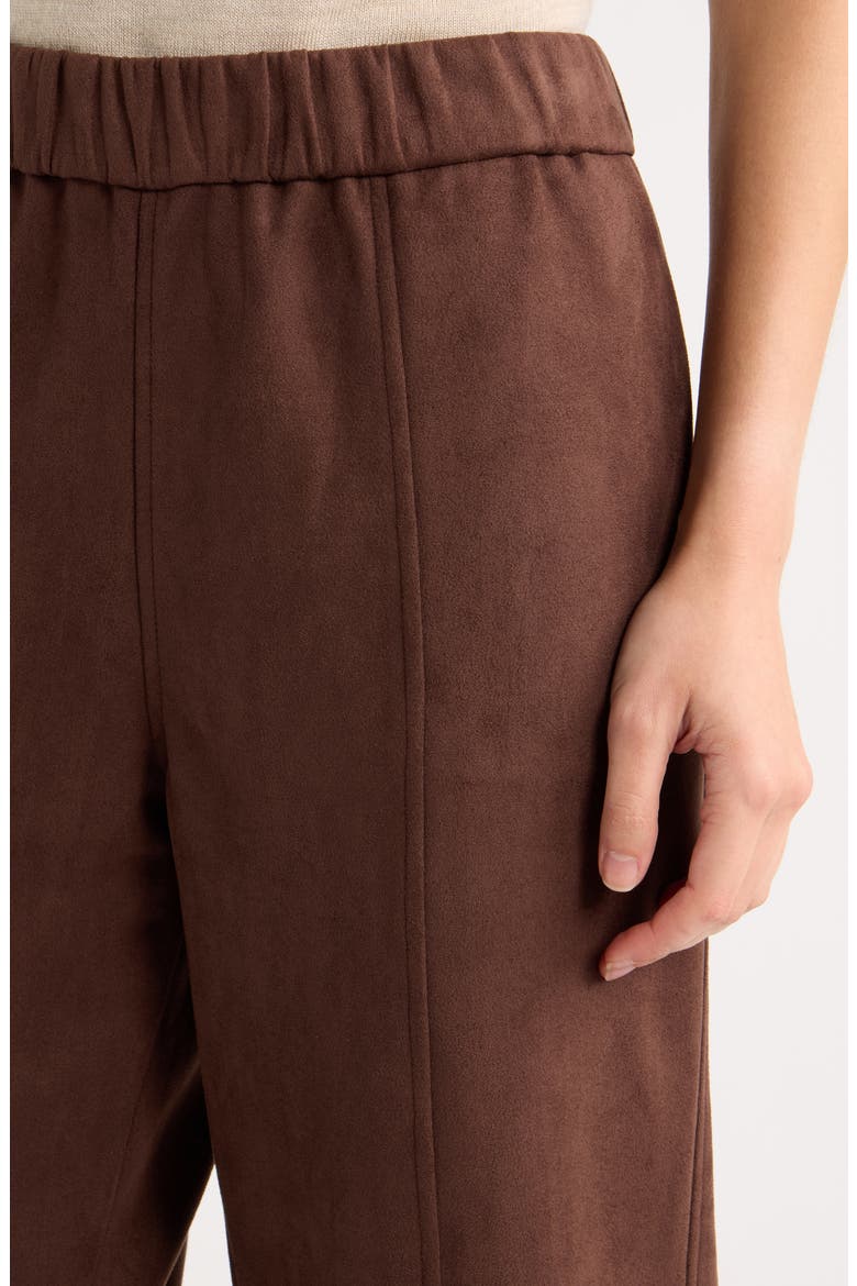 Paneled Barrel Leg Faux Suede Pants, Alternate, color, CHOCOLATE