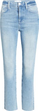 FRAME Le High Raw Hem Crop Straight Leg Jeans
