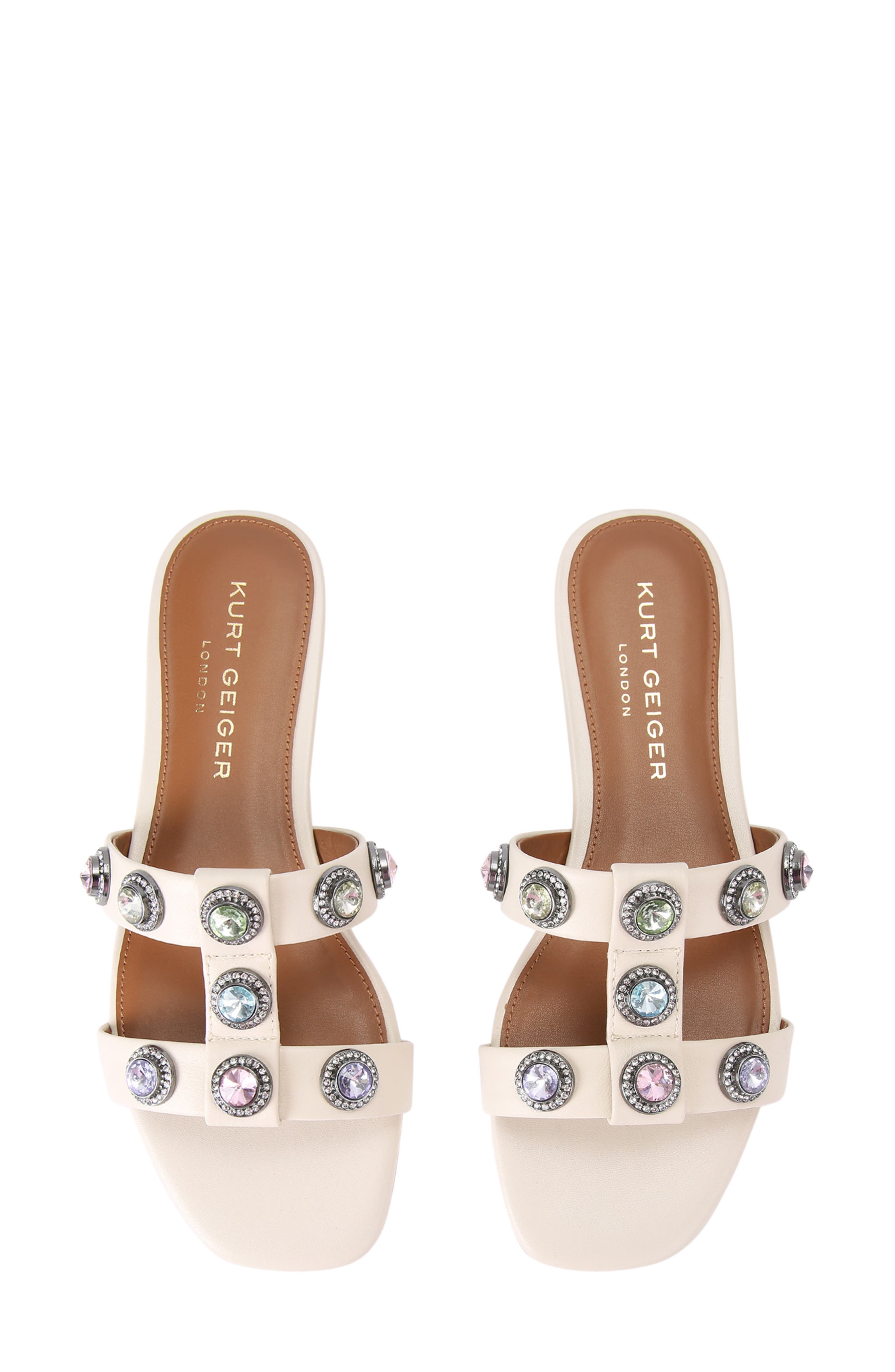 Kurt Geiger London Octavia Embellished Slide Sandal, Alternate, color, Open White