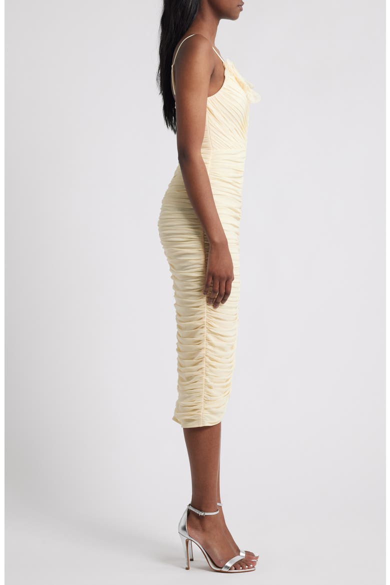 Ruffle Ruched Midi Dress, Alternate, color, YELLOW