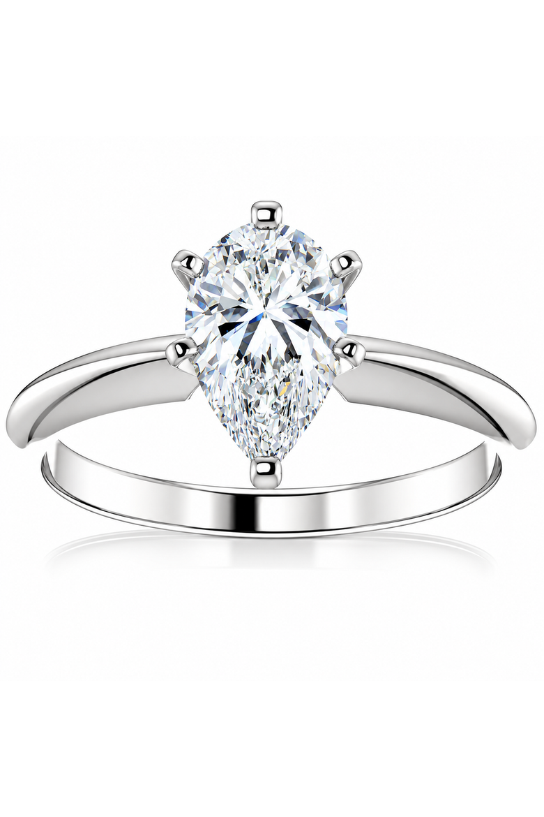 1 Ct Pear Shape Diamond Engagement Ring Lab Grown 14k Gold, Main, color, 14k White Gold