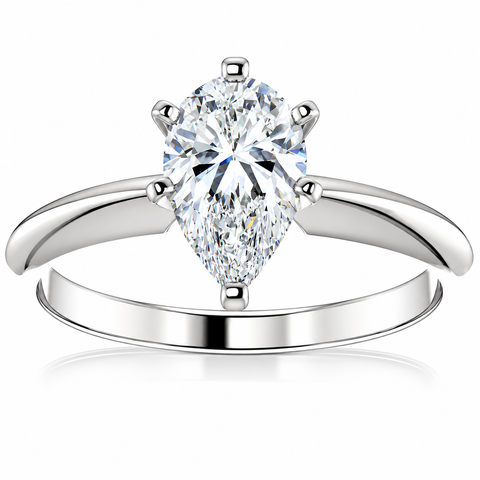 1 Ct Pear Shape Diamond Engagement Ring Lab Grown 14k Gold