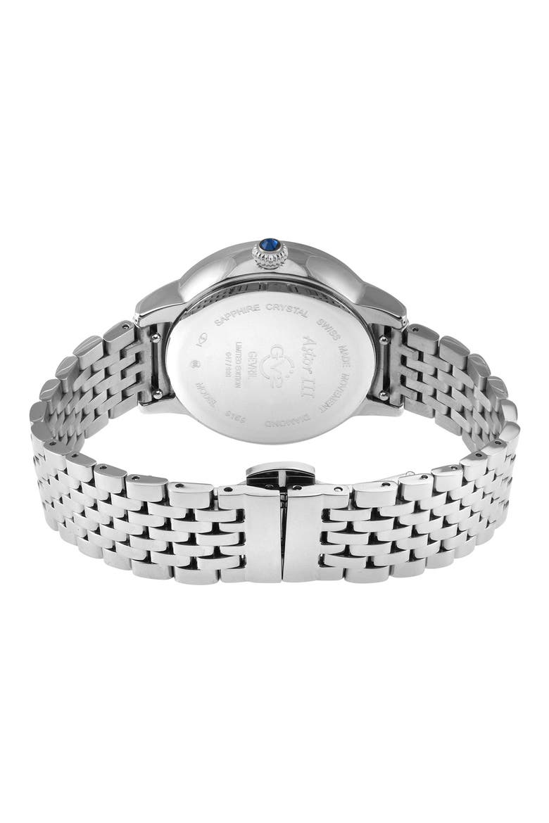 Astor III Diamond Swiss Bracelet Watch, 34mm - 0.06 ctw, Alternate, color, SILVER