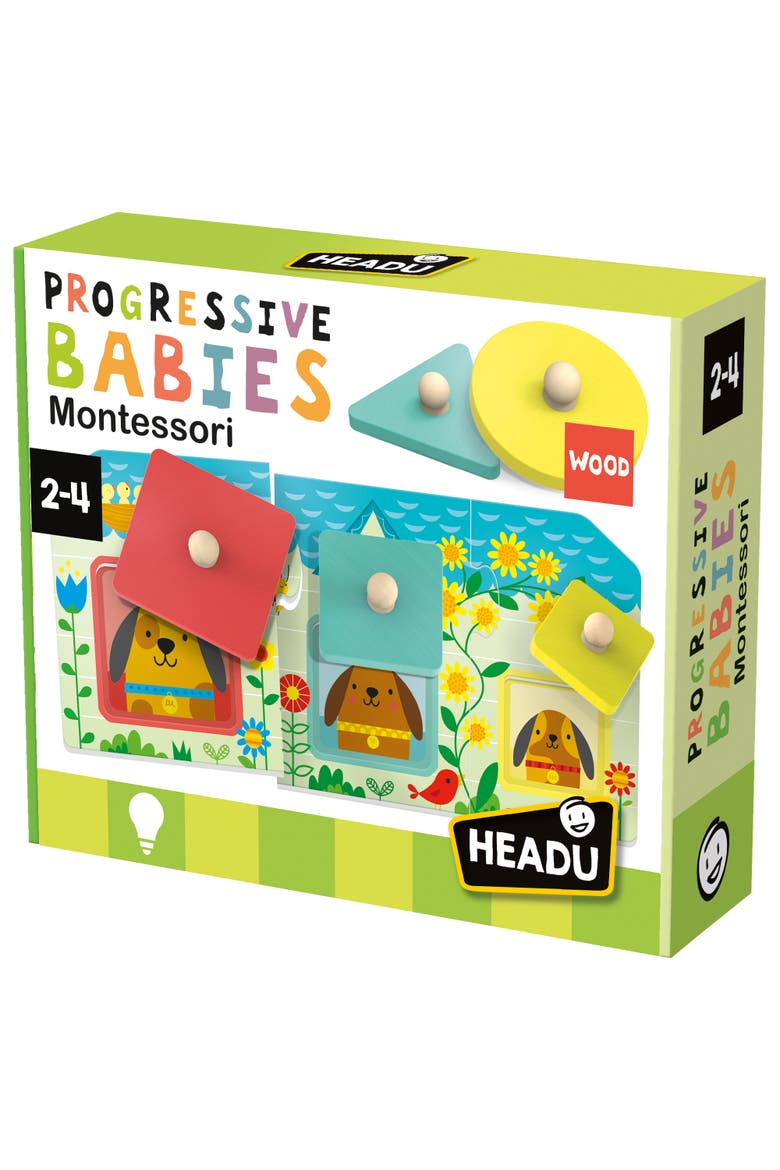 Progressive Babies Montessori Wooden Shapes & Colors Matching Game, Main, color, Multicolored
