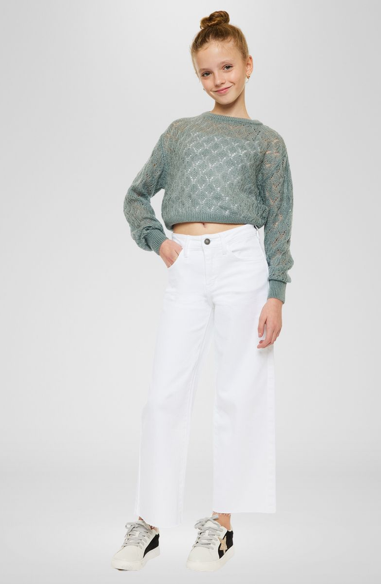 KanCan Rue High Rise Cropped Wide Leg Jeans, Main, color, White