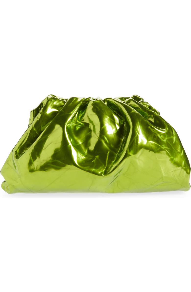 Bottega Veneta Teen Pouch Leather Clutch, Main, color, Chlorophyll-Silver