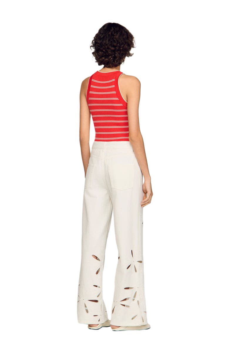 SANDRO Wide-leg embroidered jeans, Alternate, color, White