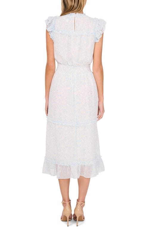 Shop Cece Floral Flutter Sleeve Midi Dress In New Ivory