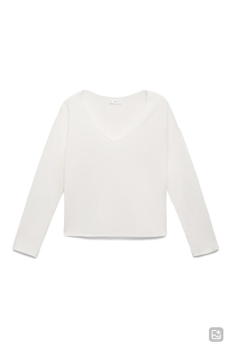 V-Neck Cotton Blend Sweater, Alternate, color, WHITE