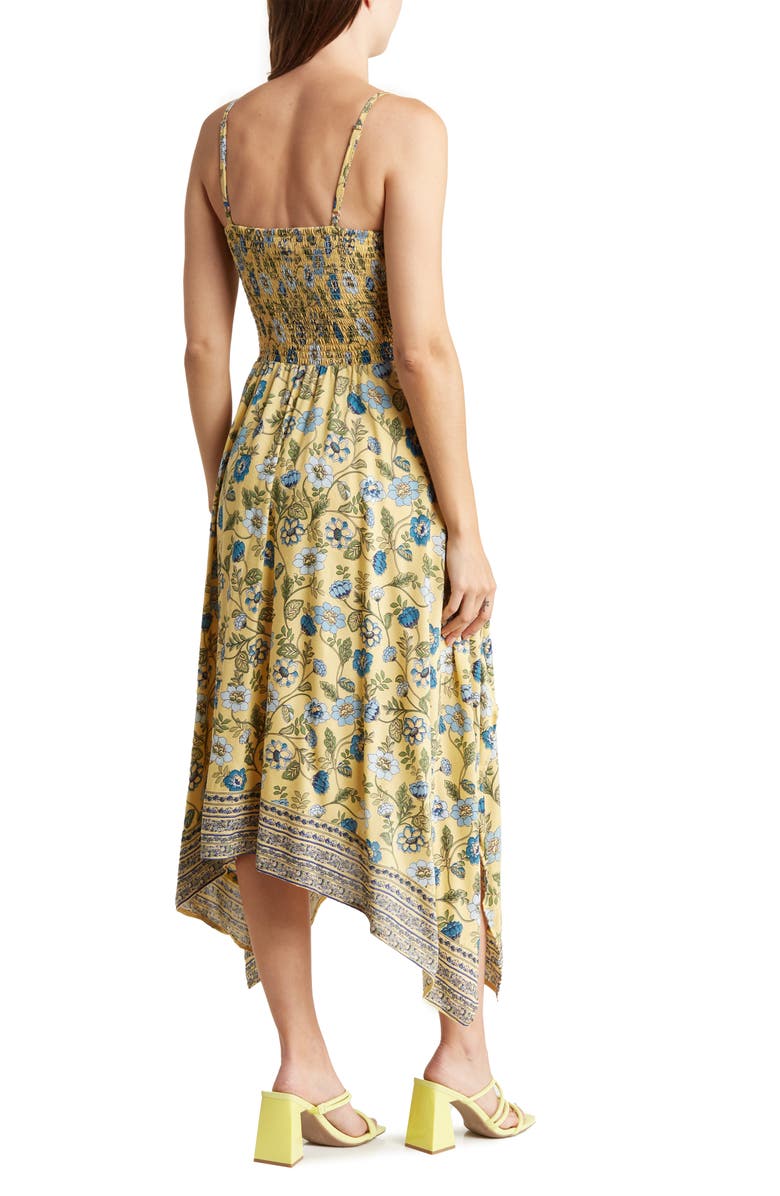 Angie Floral Print Peekaboo Handkerchief Hem Maxi Dress, Alternate, color, 