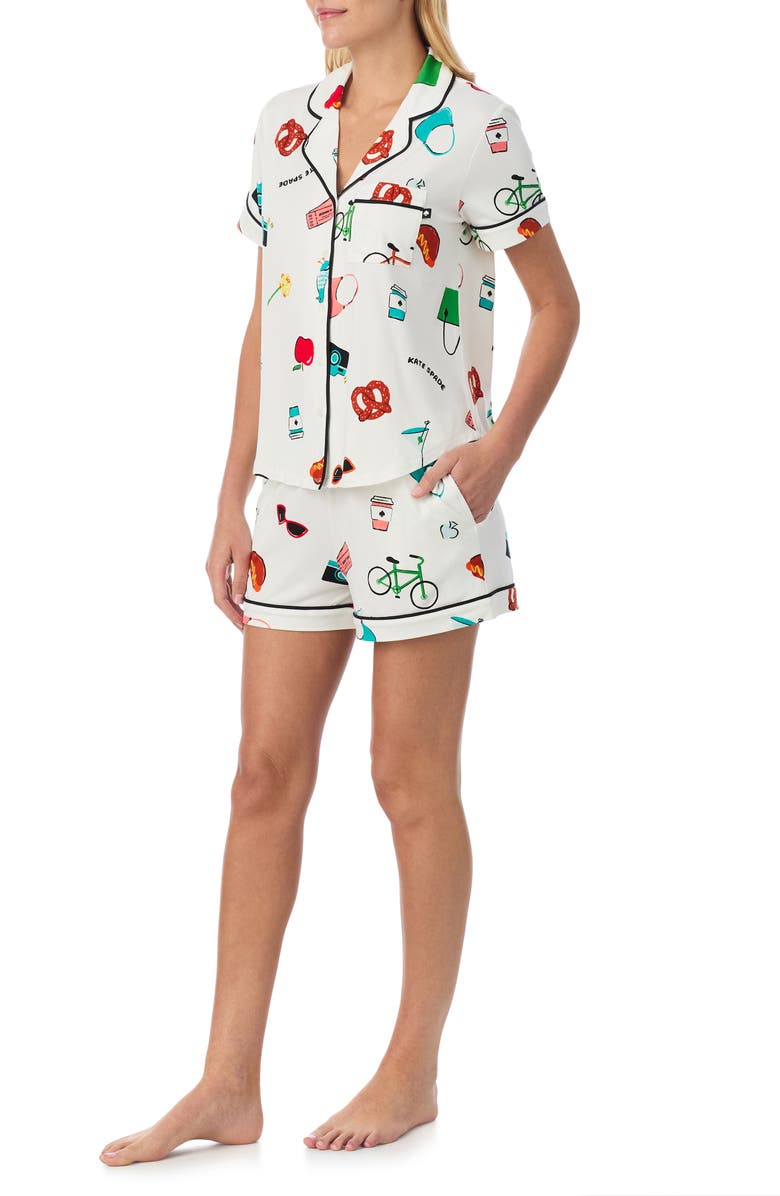 Kate Spade New York print short pajamas, Alternate, color, 