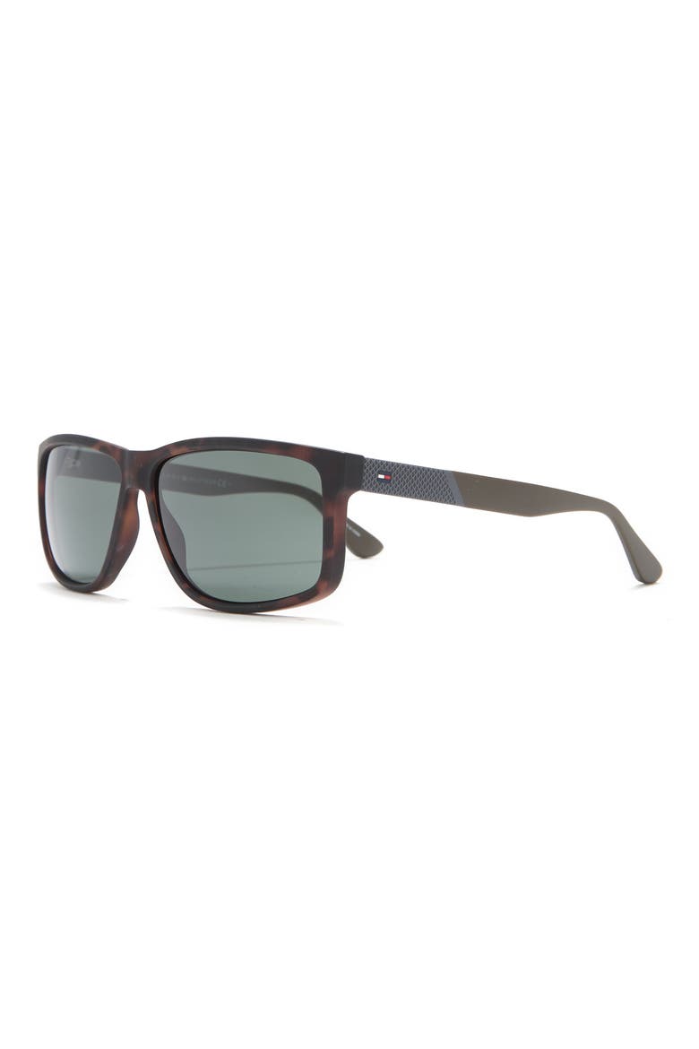 60mm Rectangle Sunglasses, Alternate, color, DKHAVANA / GREEN
