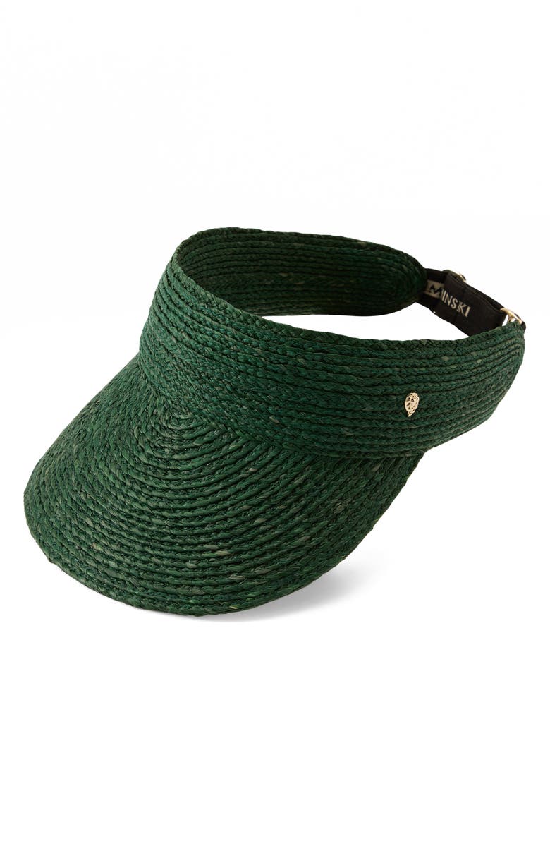 Helen Kaminski Kenna Raffia Visor, Main, color, Emerald