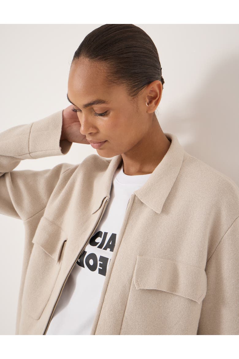 Knitted Zip Front Jacket, Alternate, color, Stone White