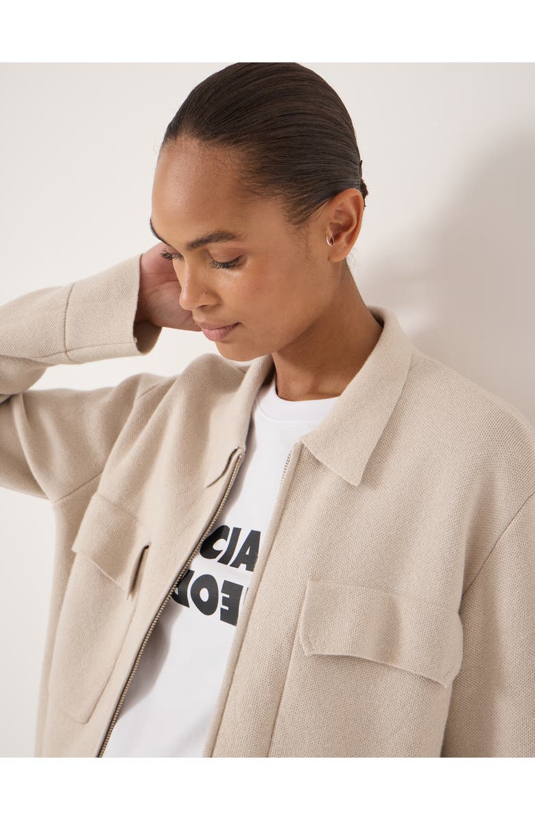 Hush Knitted Zip Front Jacket, Alternate, color, Stone White