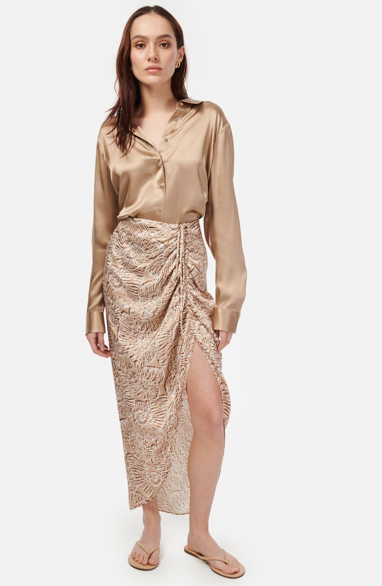 CAMI NYC Amanda Seashell Print Silk Midi Skirt, Alternate, color,