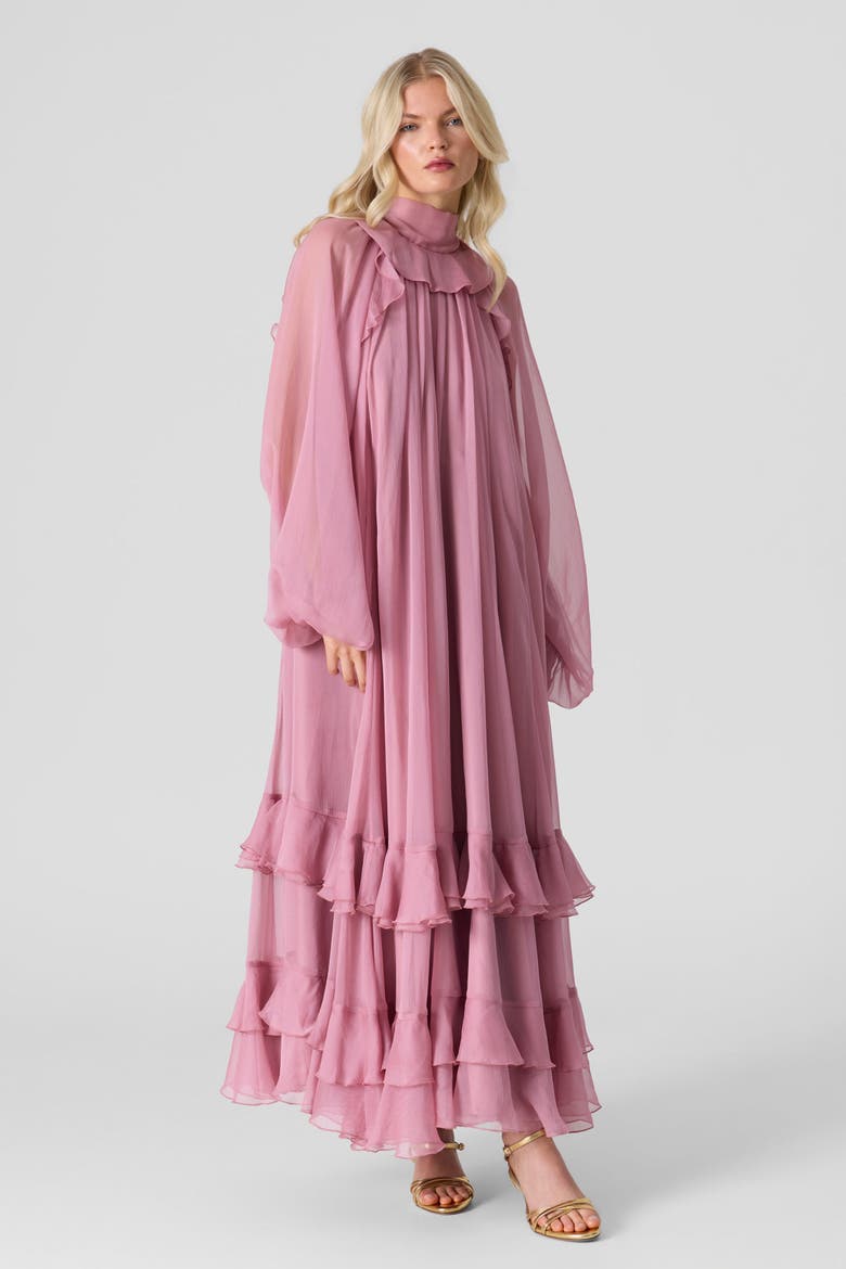 Silk Chiffon Maxi Dress, Alternate, color, Dusty Rose