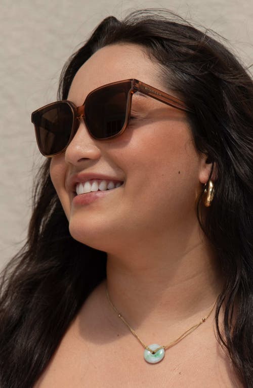 Mohala Eyewear Malia 55mm Low Nose Bridge Wide Width Square Sunglasses In Brown