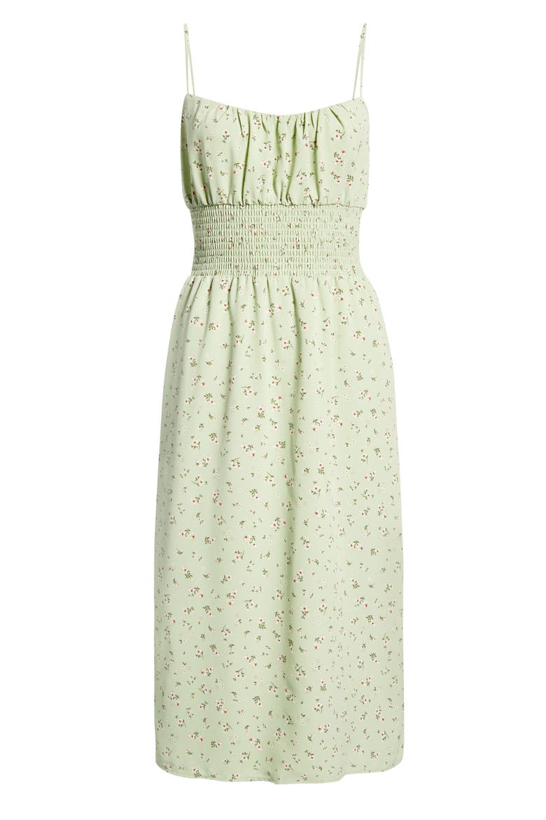 Sandy Smocked Waist Sundress, Alternate, color, GREEN DUNE DITSY DAISY