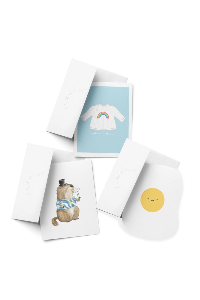 Easter/Spring Assorted Greeting Card Pack (3ct) "Rainbow Baby Sweater, Groundhog Sunshine, Egg Card", Main, color, Multi-Pack
