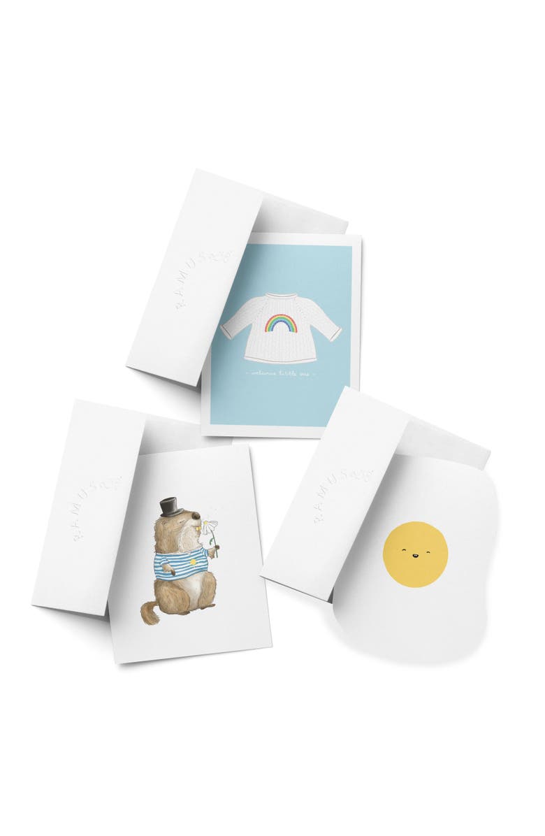 Ramus & Co Easter/Spring Assorted Greeting Card Pack (3ct) "Rainbow Baby Sweater, Groundhog Sunshine, Egg Card", Main, color, Multi-Pack