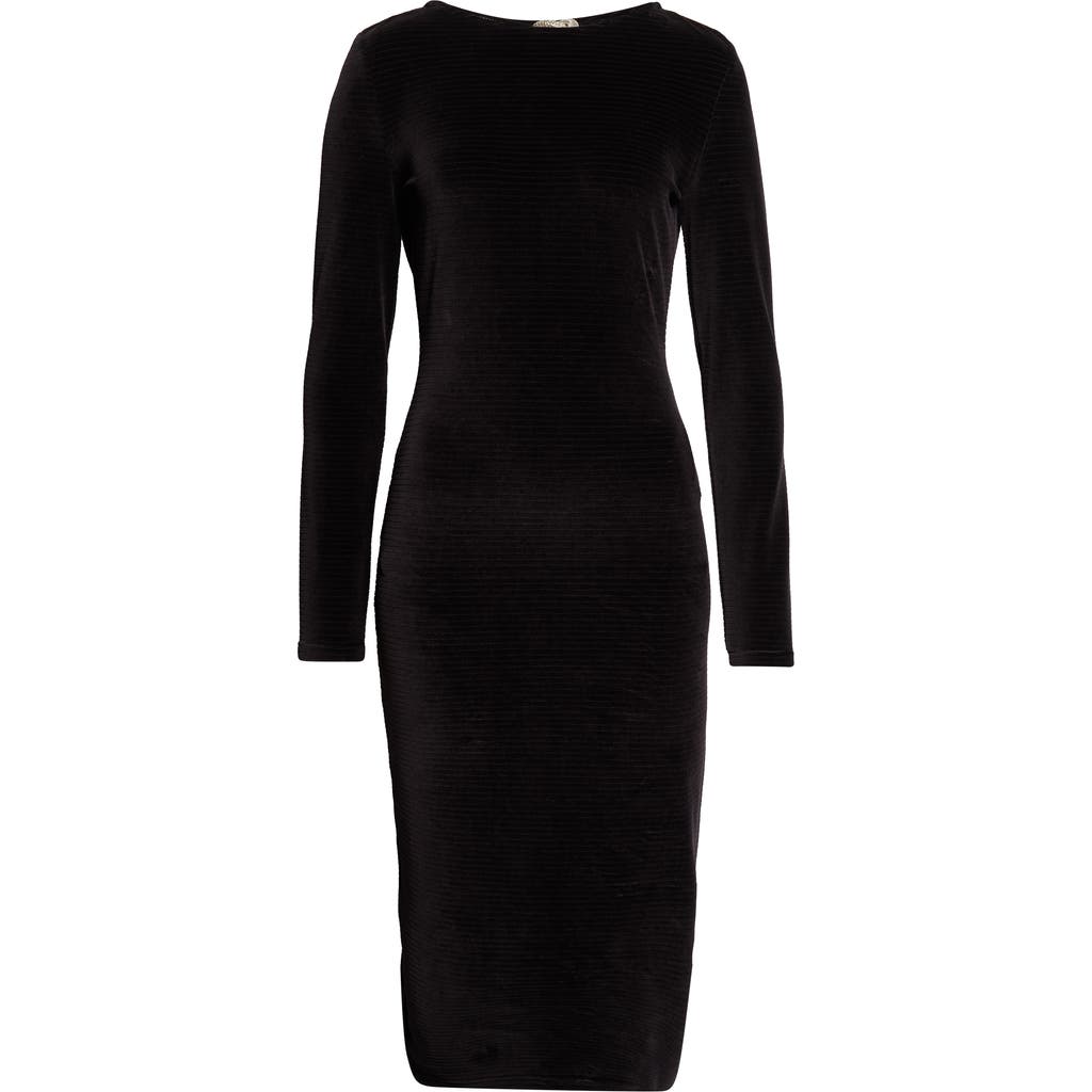 Balmain Ribbed Velvet Open Back Maxi Dress In Black