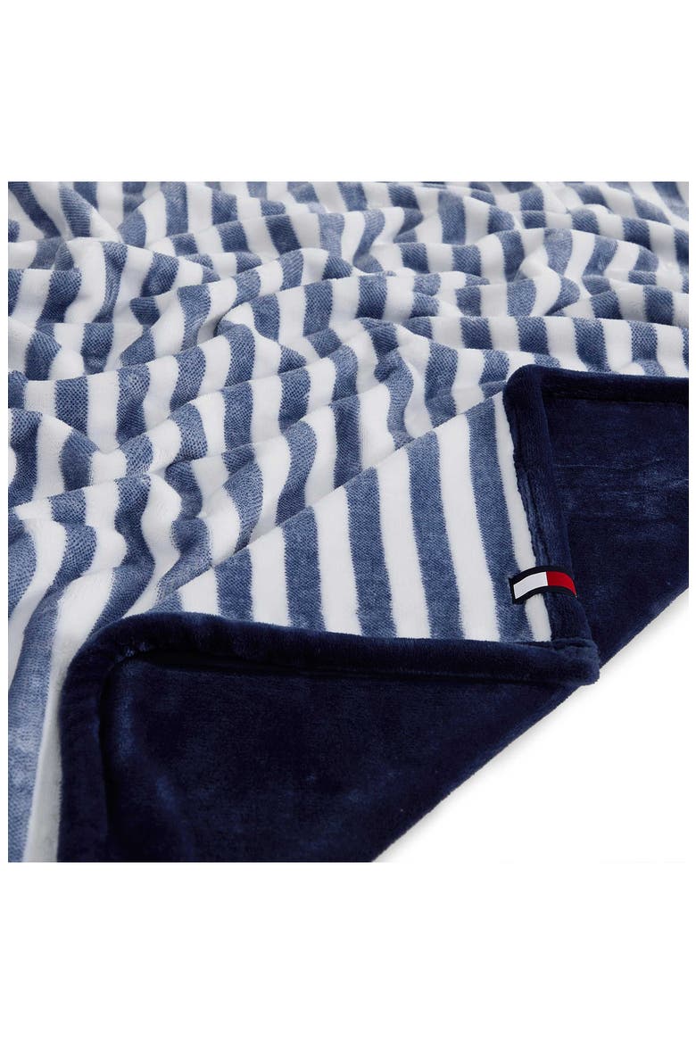 Laguna Beach Stripe Throw Blanket, Alternate, color, WHITE/ DEEP BLUE