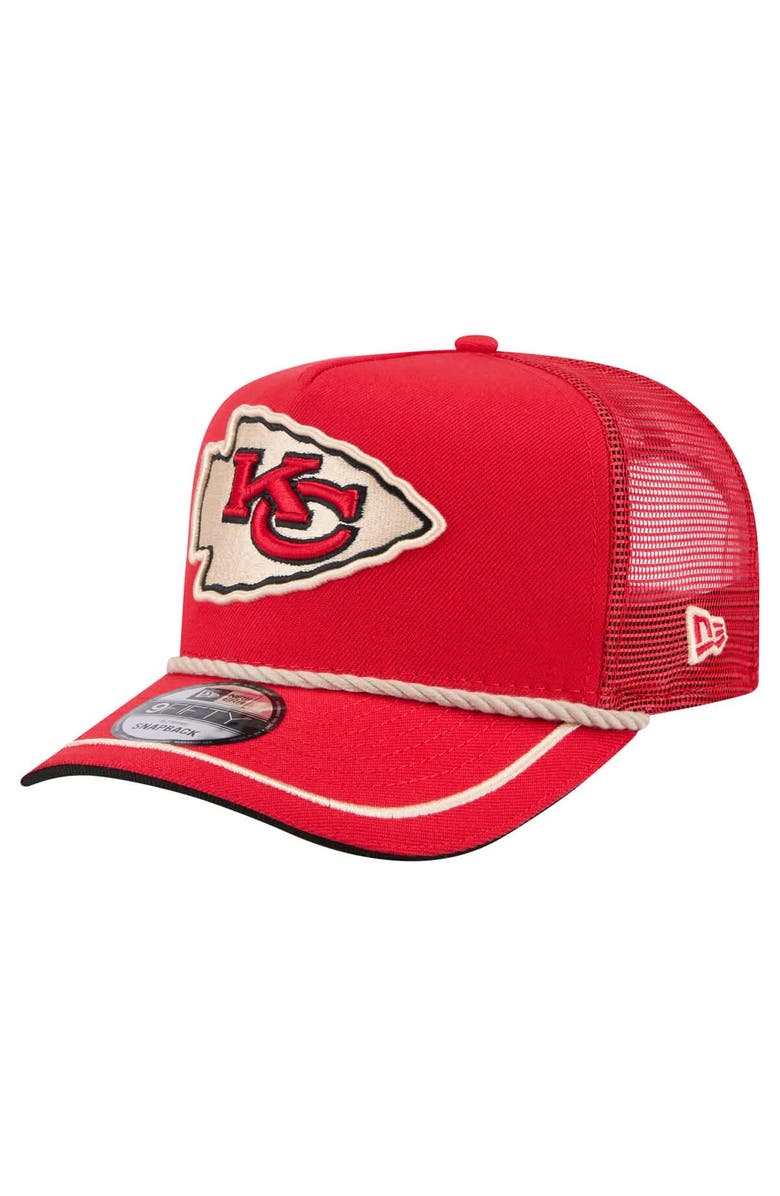 New Era Men's New Era Red Kansas City Chiefs Vintage Team Rope A-Frame Trucker 9FIFTY Snapback Hat, Main, color, 
