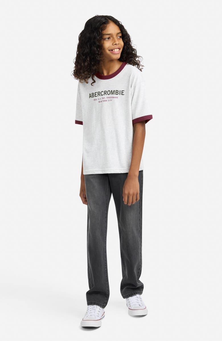 abercrombie kids Kids' Ringer Logo Graphic T-Shirt, Alternate, color, Anf Light Grey Heather