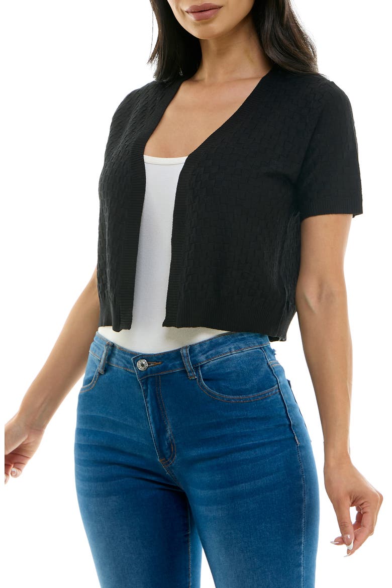 Box Knit Bolero, Alternate, color, BLACK
