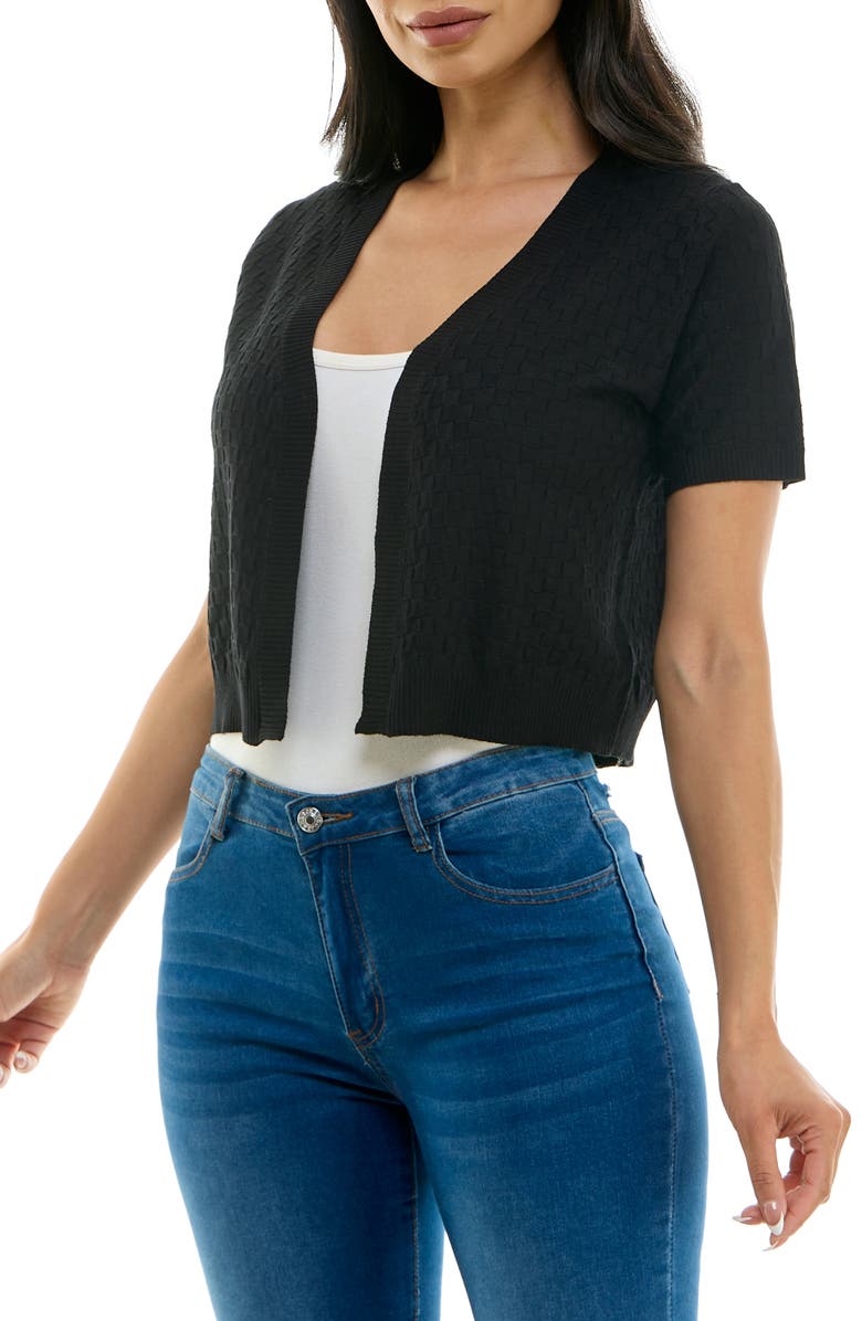 Nina Leonard Box Knit Bolero, Alternate, color, Black